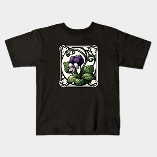 Art Nouveau violet February Birth month Flower Kids T-Shirt